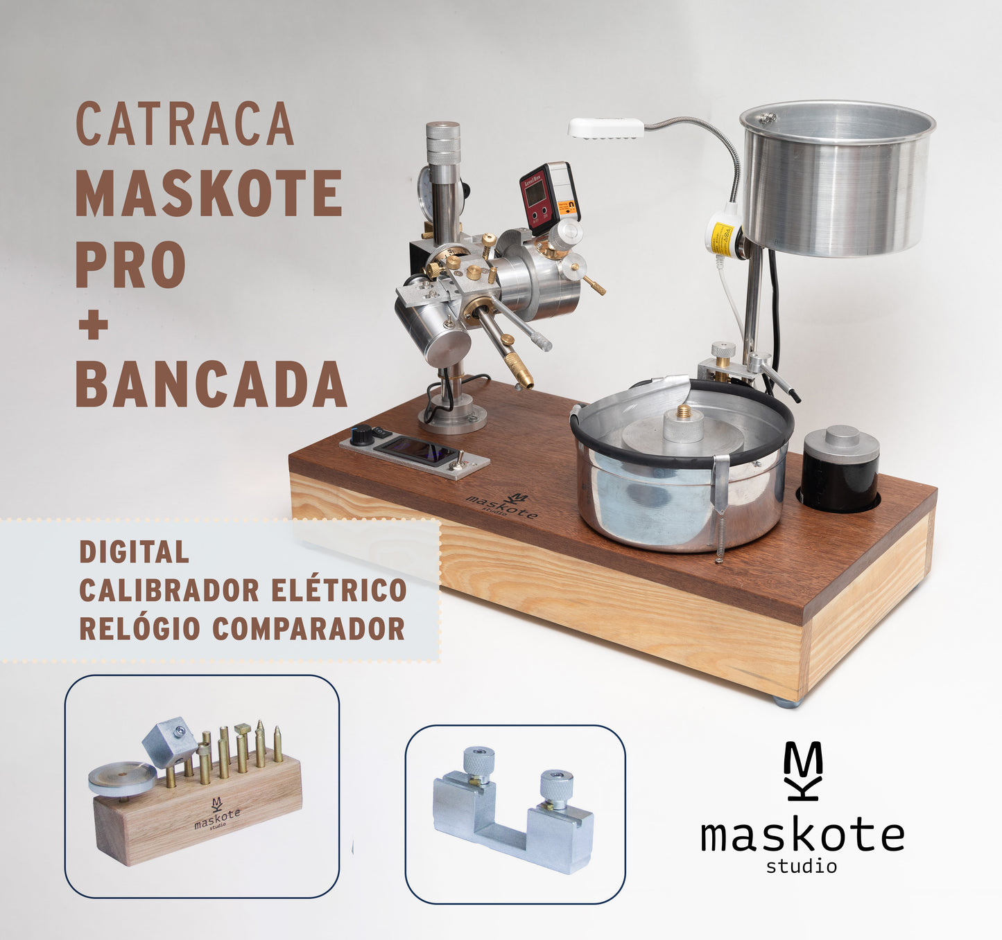 Bancada com Catraca de Lapidação Pro (Completa, analógico, digital e controle para facetas) Maskote